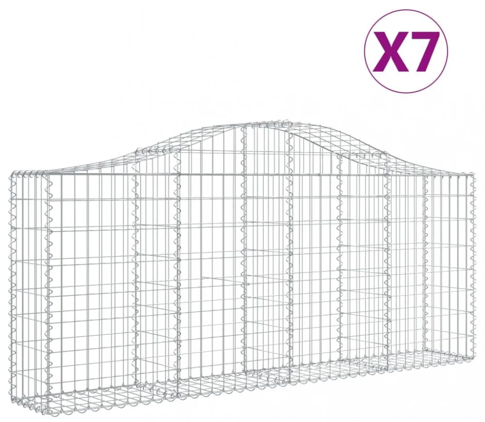 vidaXL 7 db íves horganyzott vas gabion kosár 200x30x80/100 cm