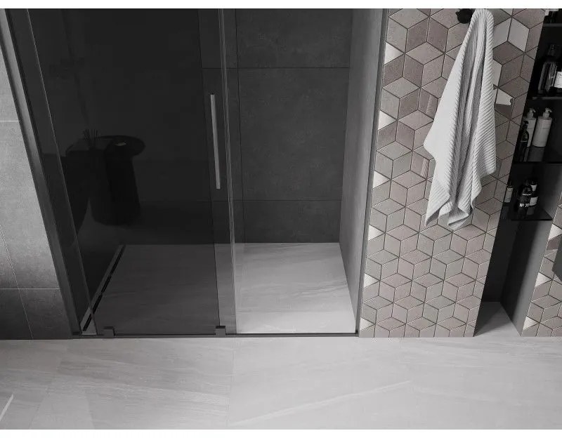Mexen Velar, tolózuhanyajtó nyitáshoz 150 cm, 8 mm szürke üveg, polírozott grafit, 871-150-000-41-66