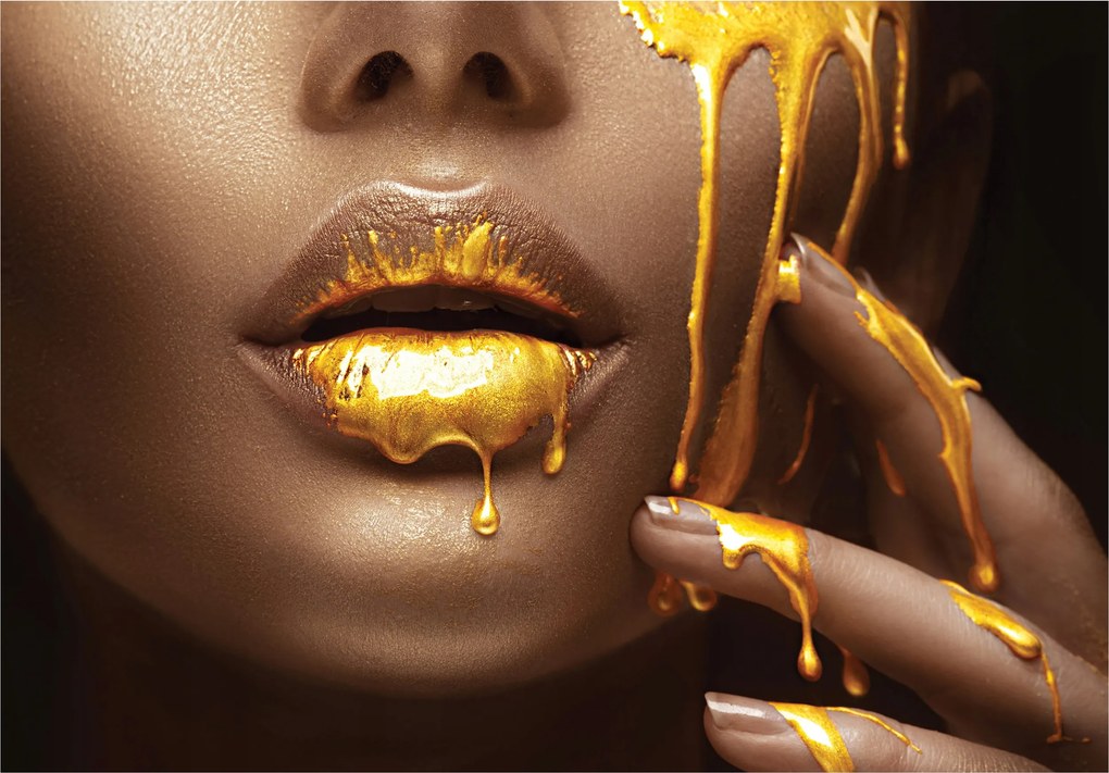 Flizelin fotótapéta Arany tapintás Nő Elegancia Száj 300x210 +ragasztó