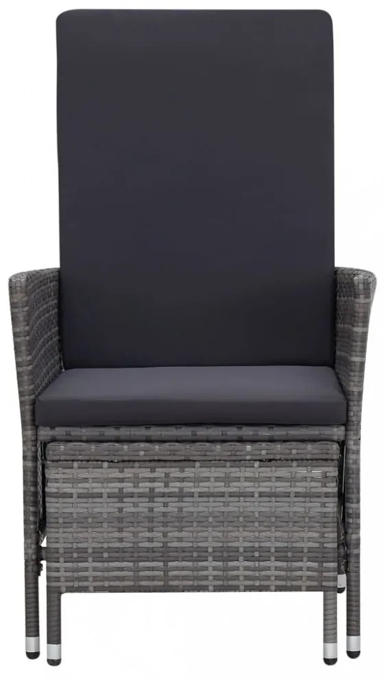 2 részes szürke polyrattan kerti bútorszett párnával