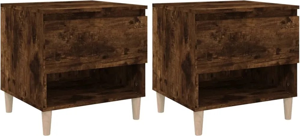 vidaXL 2 db füstös tölgyszínű szerelt fa éjjeliszekrény 50x46x50 cm