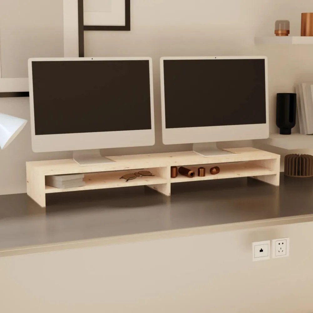 tömör fenyőfa monitorállvány 100 x 24 x 13 cm