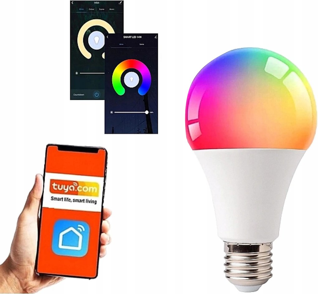 Led izzó Színes Smart Tuya Nagy Menet E27 10W Rgb WiFi Tompítható