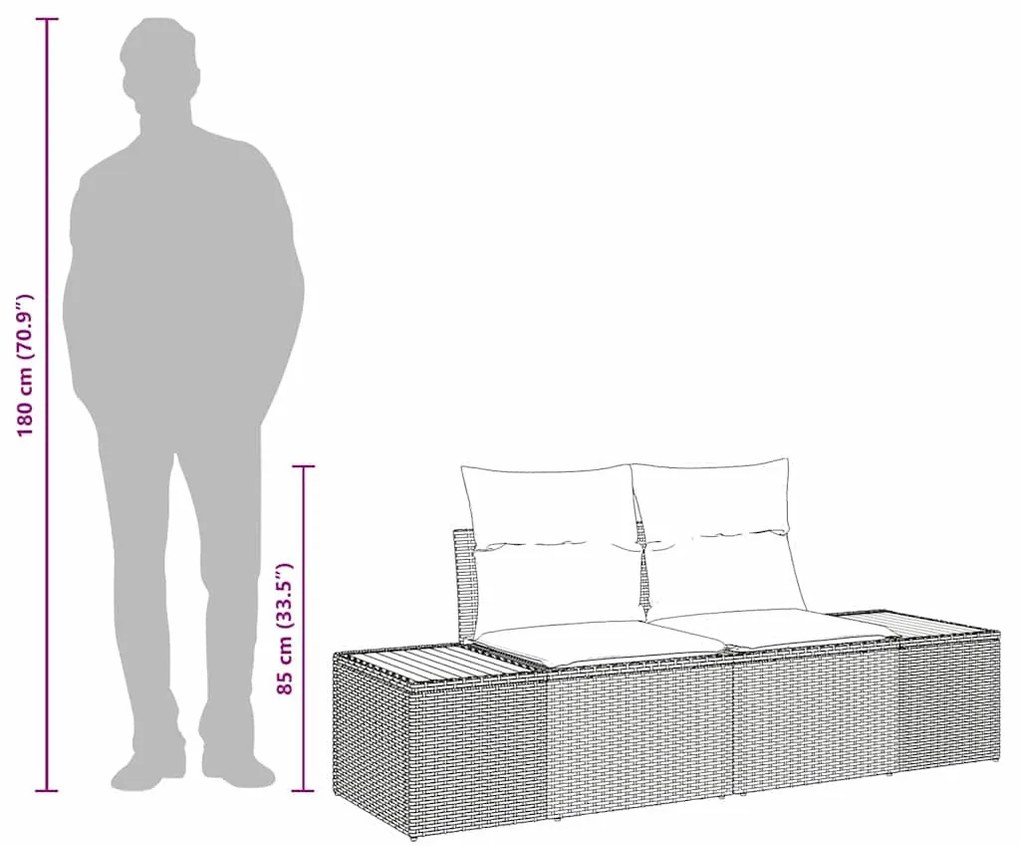 Kerti kanapé Bézs 184 x 62 x 85cm polirattan