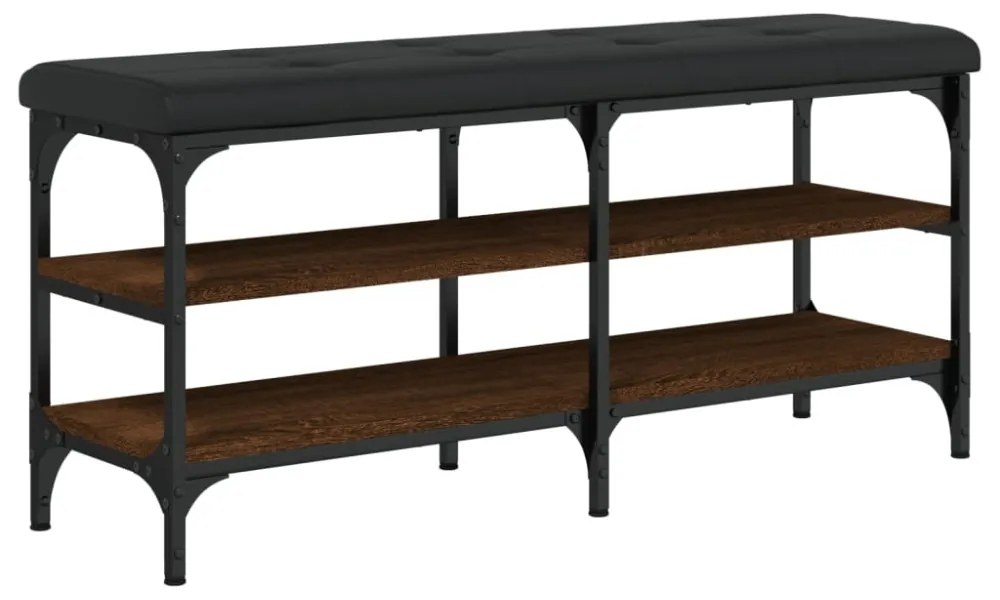 barna tölgy színű szerelt fa cipőtároló pad 102 x 32 x 47 cm