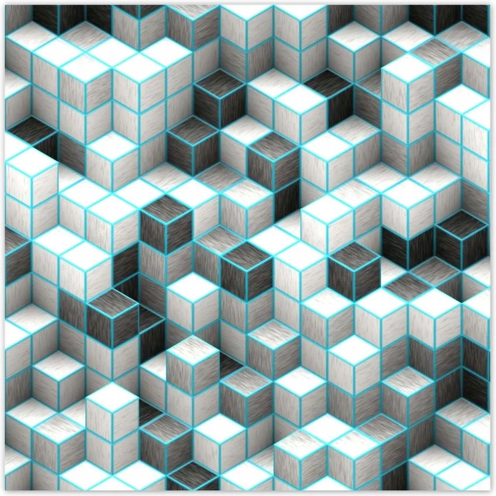 Poszterek 30x30 Kockák türkizkék