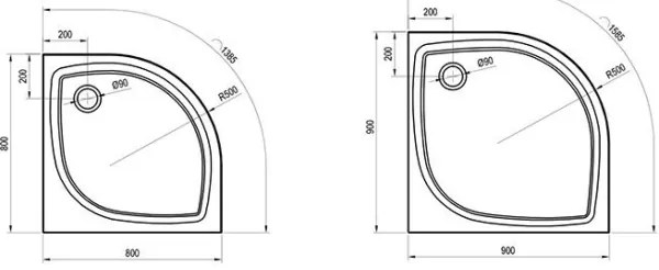 Ravak XA237711010 - ELIPSO negyedköríves zuhanytálca 90x90 cm fehér
