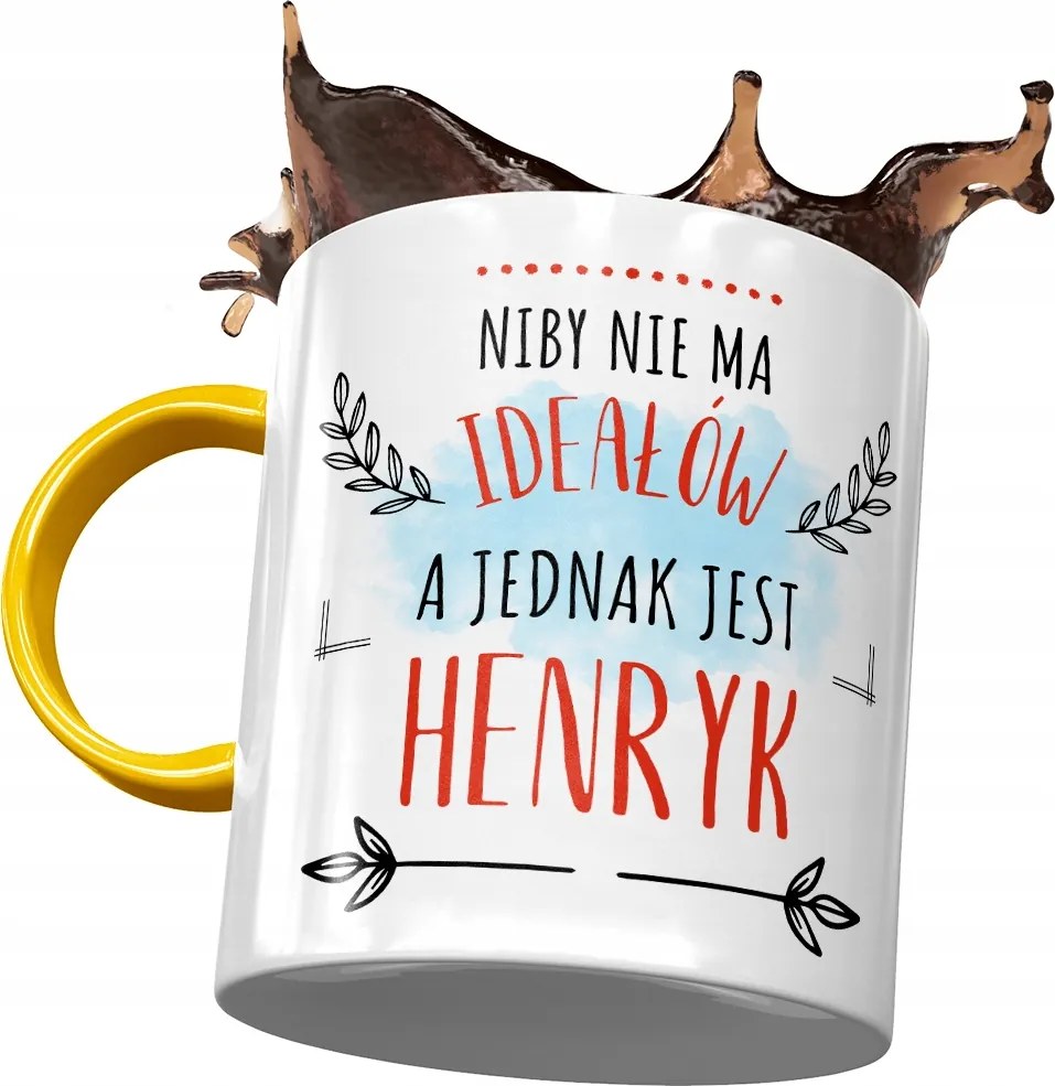 Sárga Bögre Henrik Férj Kolléga Ajándék Nyomtatott Fotóval