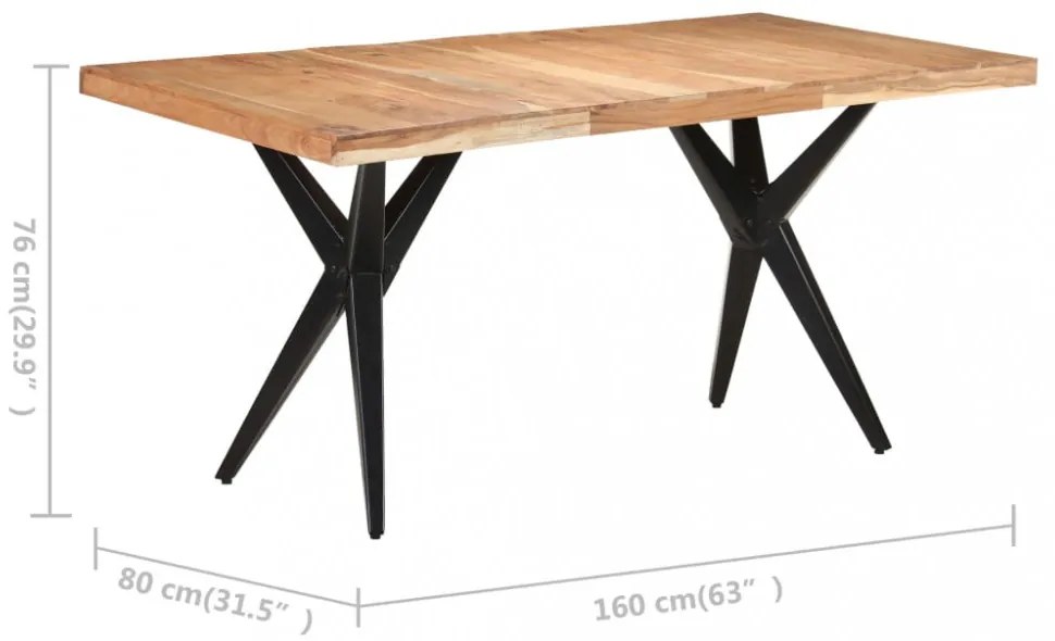 tömör akácfa étkezőasztal 160 x 80 x 76 cm