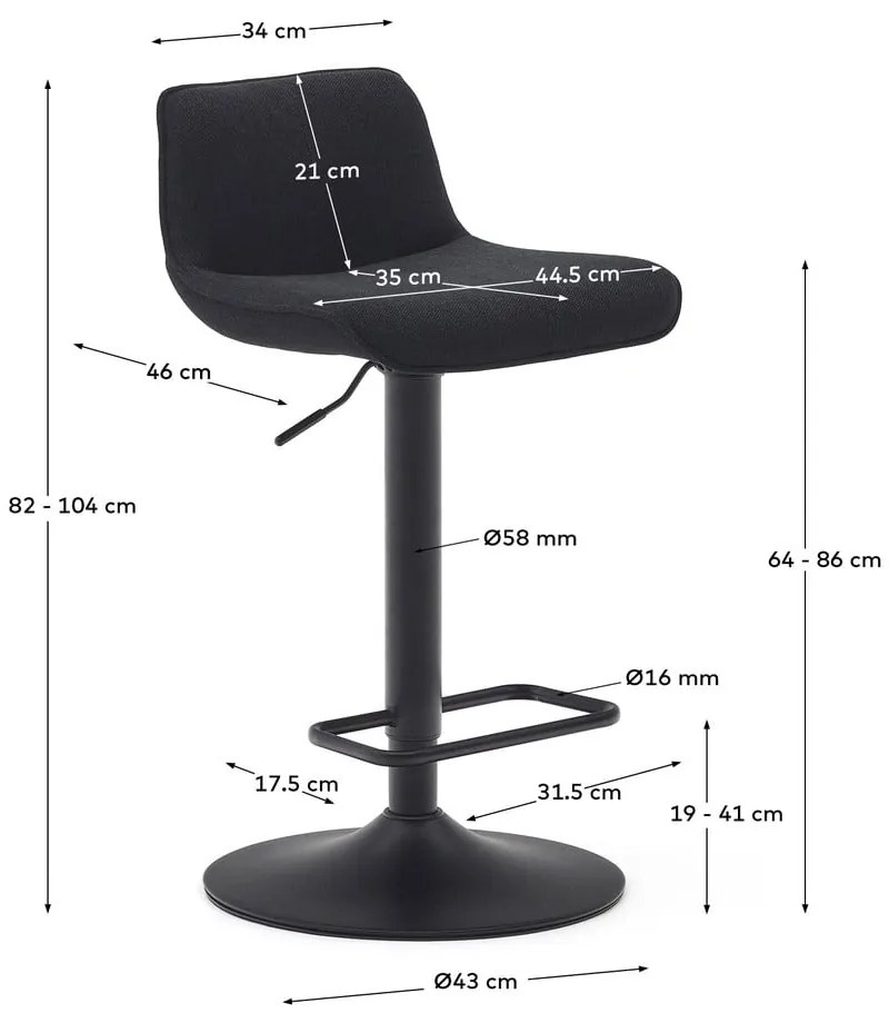Fekete bárszék szett 2 db-os 103 cm Zenda – Kave Home