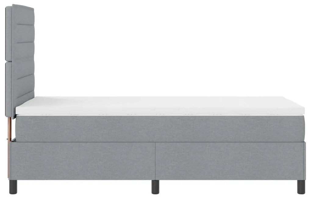 Rugós ágy matraccal és LED világítással, világosszürke, 90x190 cm szövet