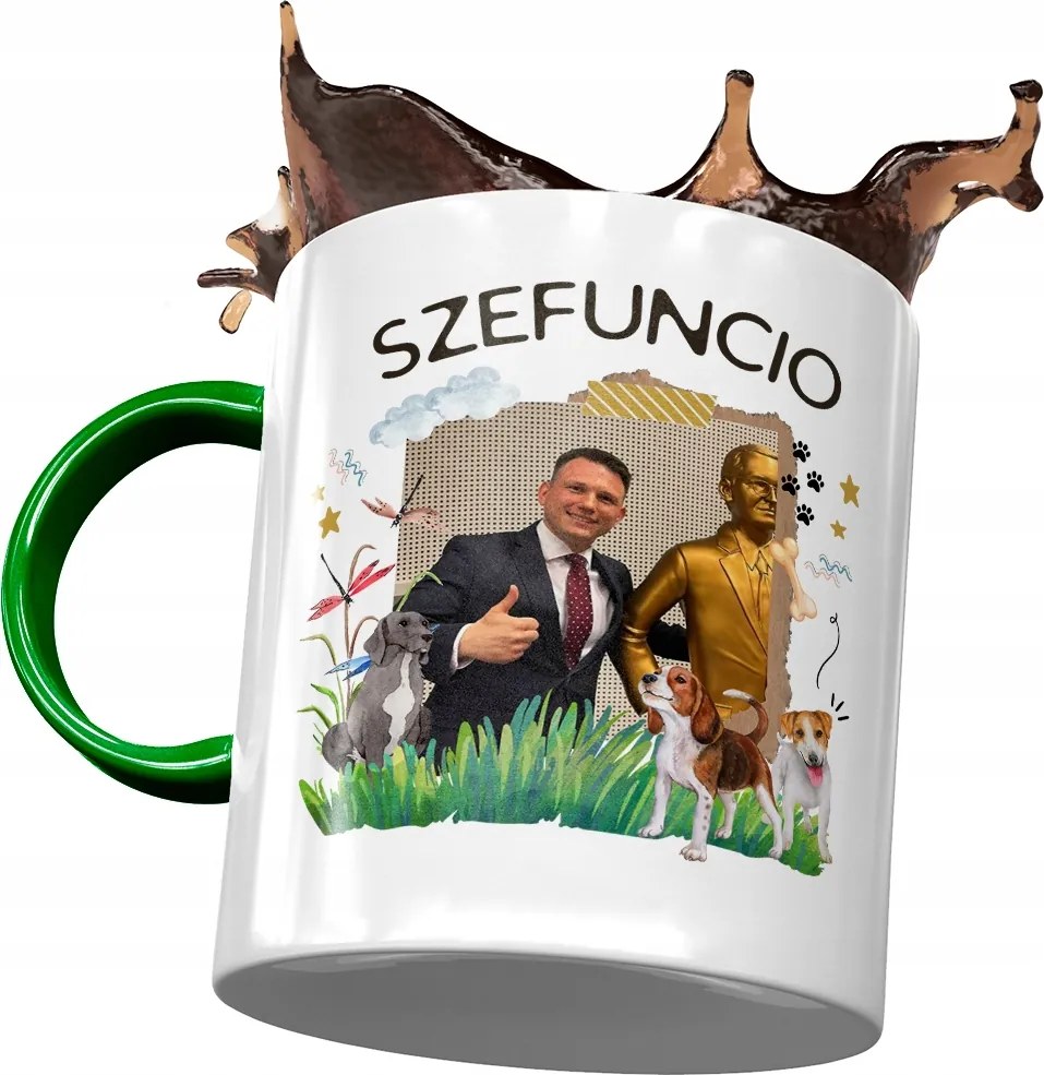 Zöld Bögre Sławomir Mentzen XD Ajándék Nyomtatott Fotóval