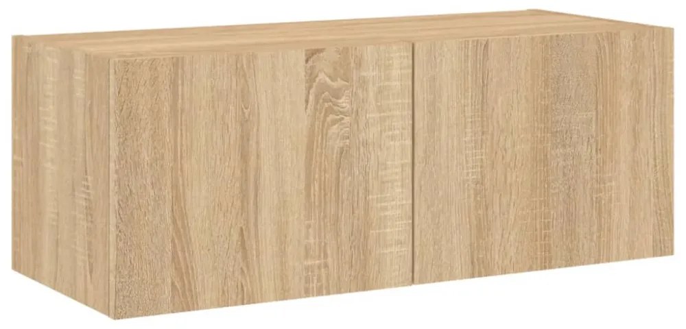 sonoma tölgy színű fali TV-szekrény LED-ekkel 80x35x31 cm