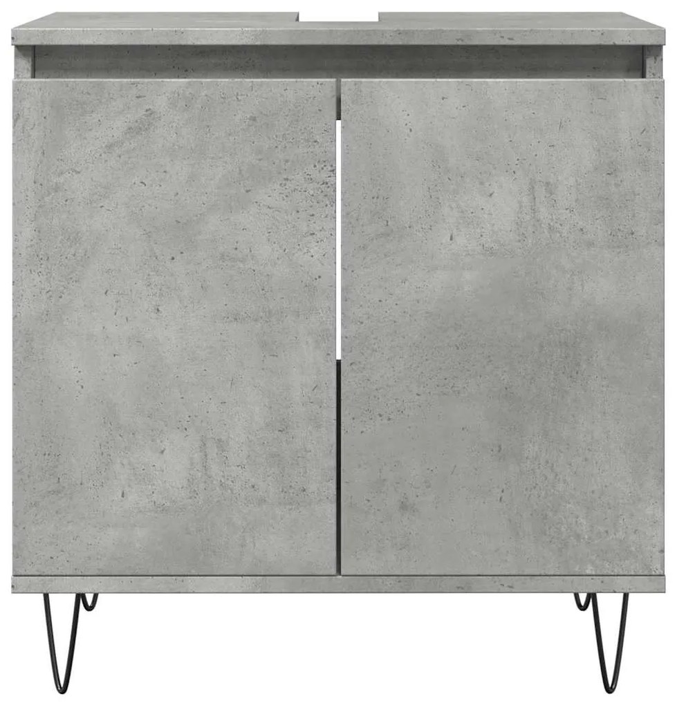 Betonszürke szerelt fa fürdőszobaszekrény 58x33x60 cm