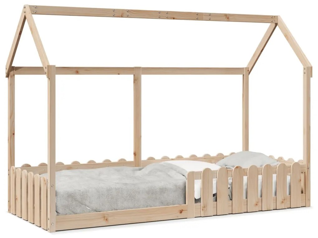 tömör fenyőfa házikó gyerekágykeret 80 x 200 cm