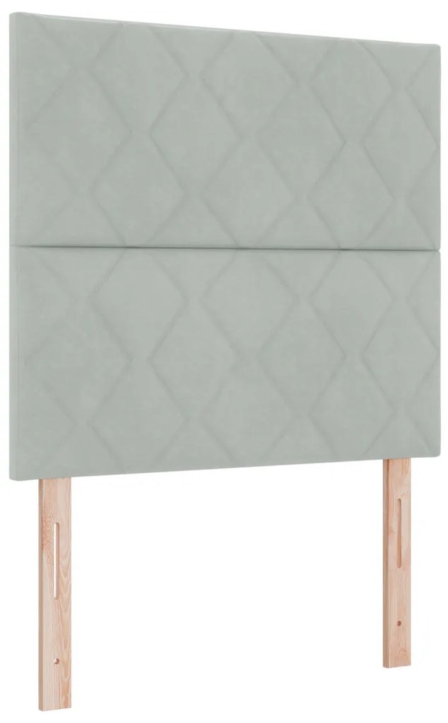 Box Spring Ágy Matraccal és LED Fény Világosszürke 90x190 cm Bársony