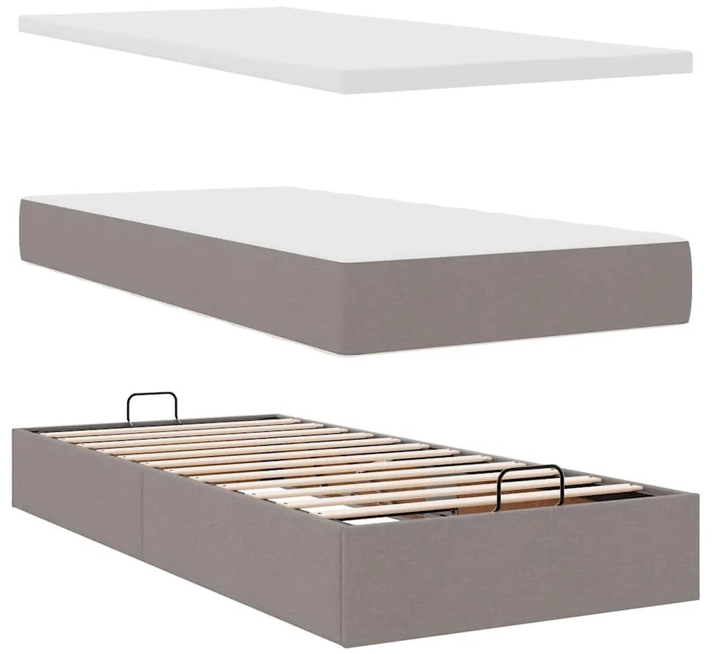 oszmán ágykeret matracokkal Taupe 180x200cm szövet