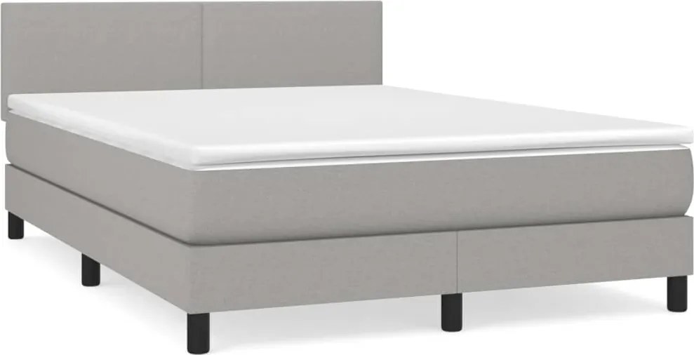 vidaXL világosszürke szövet rugós ágy matraccal 140 x 190 cm