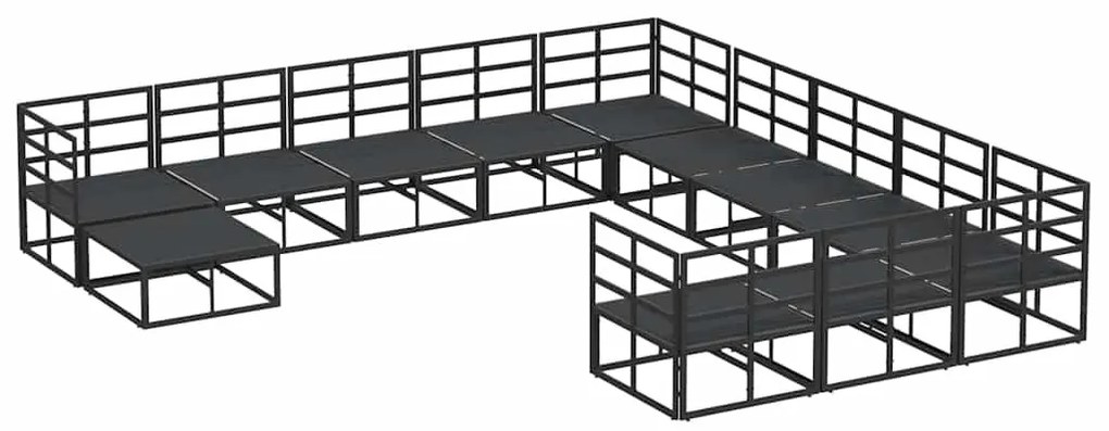 Kerti Kanapé Szett 12 pcs Fekete Alumínium