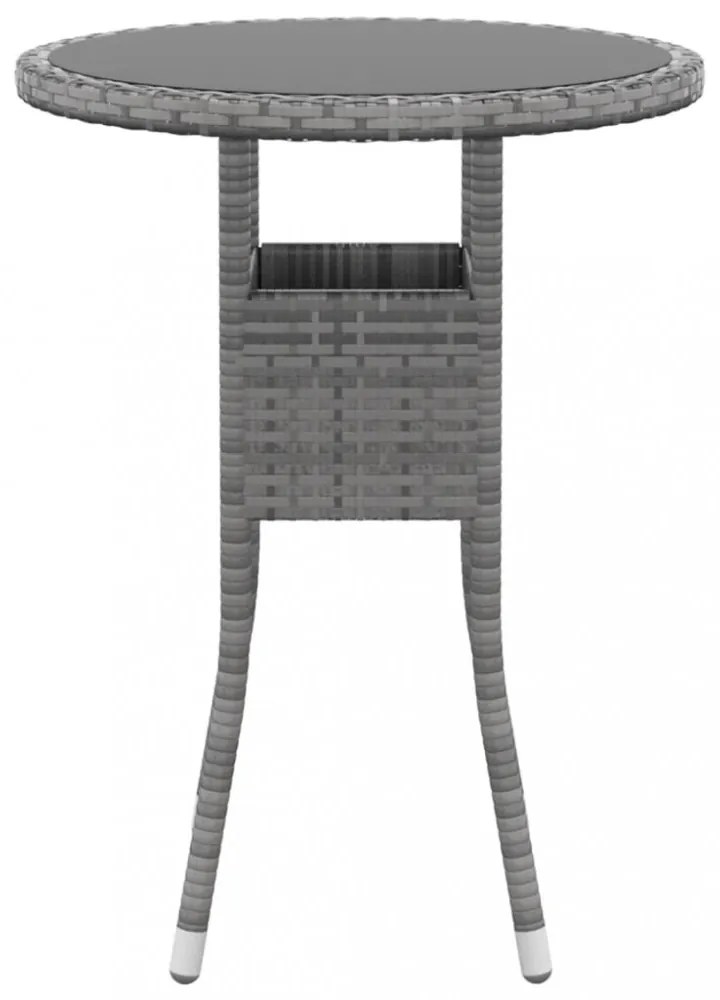 szürke polyrattan és edzett üveg kerti asztal Ø60 x 75 cm