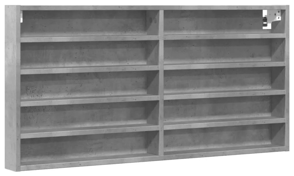 betonszürke szerelt fa vitrinszekrény 100 x 8,5 x 50 cm