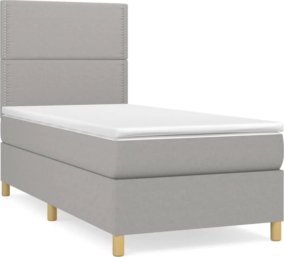 vidaXL világosszürke szövet rugós ágy matraccal 100 x 200 cm