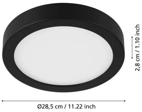 Eglo 901014 - FUEVA LED mennyezeti lámpa érzékelővel, 20,5W/230V, fekete