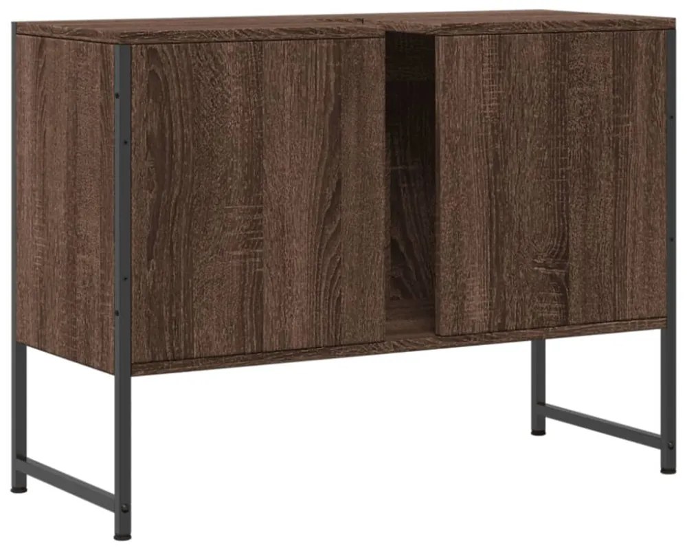 barna tölgy szerelt fa fürdőszobai mosdószekrény 80x33x60 cm