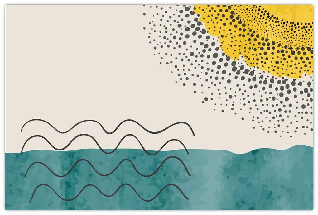 Kép - Absztrakt festmény a strandról N⁰1 (90x60 cm)