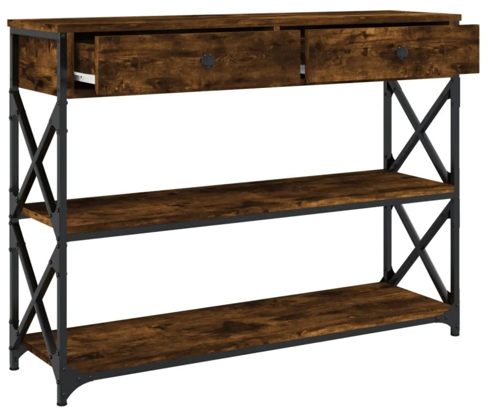 füstös tölgy színű szerelt fa tálalóasztal 100x28x75 cm