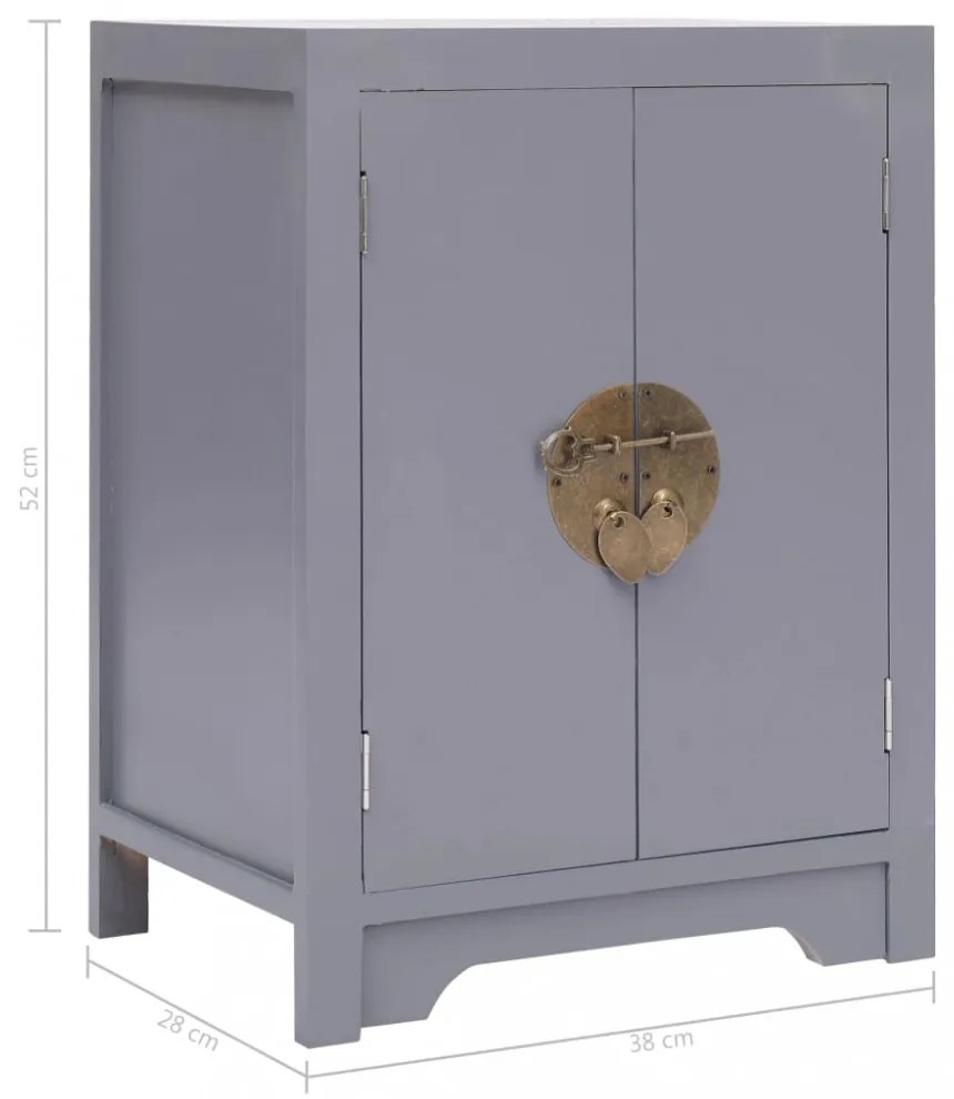 vidaXL szürke császárfa éjjeliszekrény 38 x 28 x 52 cm