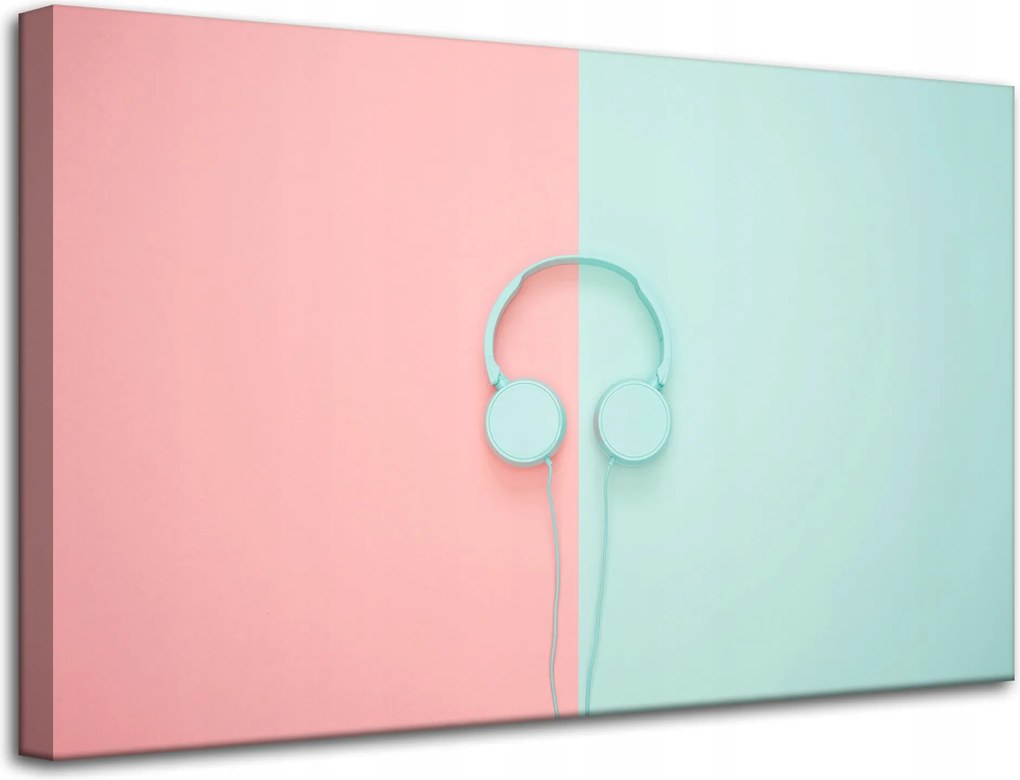 Vászonkép Zene Fejhallgató Kétszínű Pasztell színek 80x50