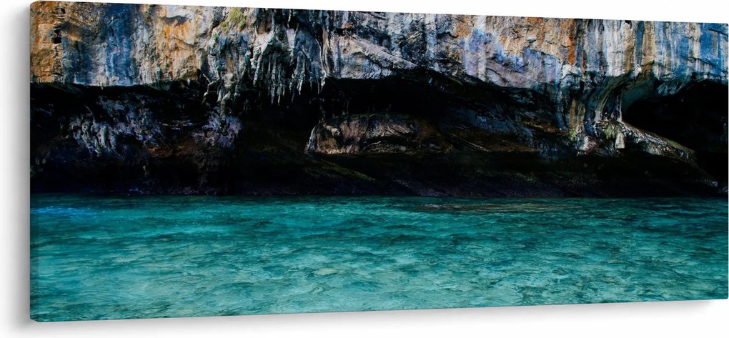 A víz és a sziklák képe (120x50 cm)