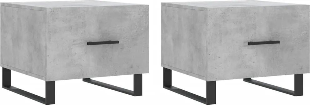 vidaXL 2 db betonszürke szerelt fa dohányzóasztal 50 x 50 x 40 cm