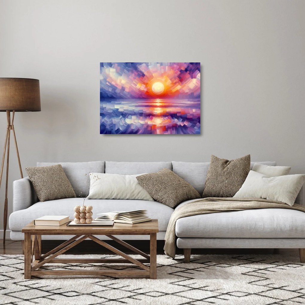 Üveg kép - Színes művészi naplemente (70x50 cm)