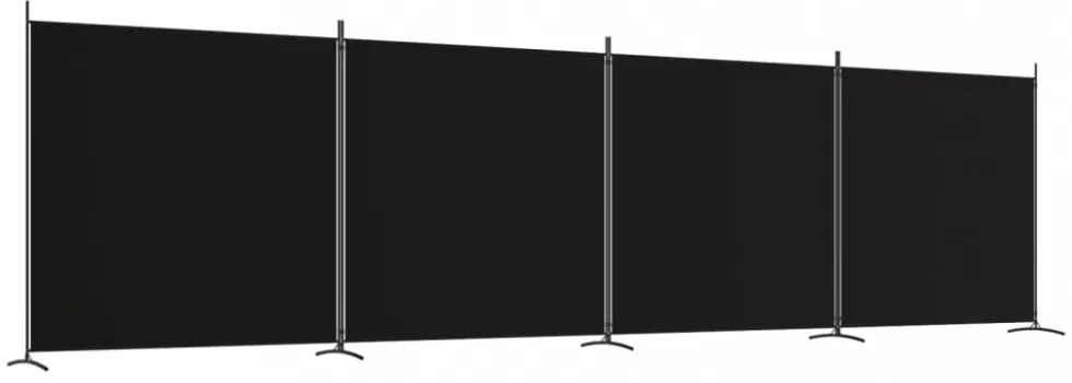 4 paneles fekete szövet térelválasztó 698x180 cm
