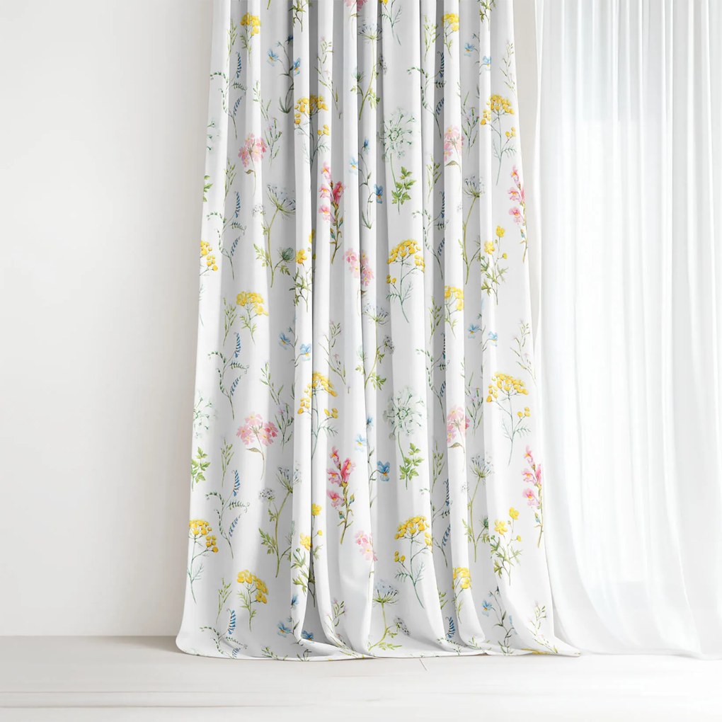 Goldea pamut drapéria deluxe - virágzó réti virágok 280x160 cm