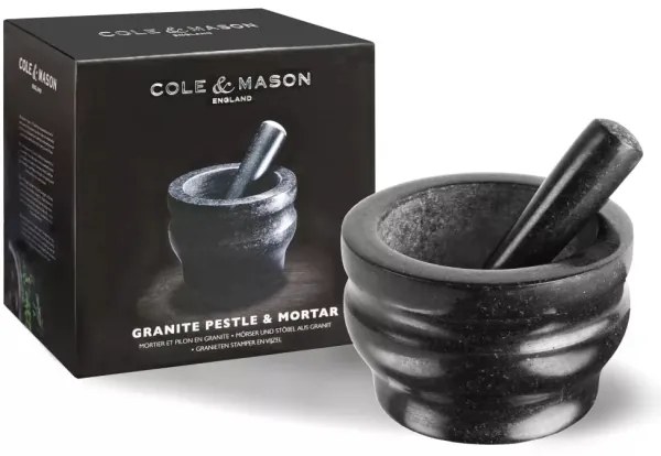 Cole&Mason - GRANITE gránit mozsár és törő, 18 cm, gránit/fekete