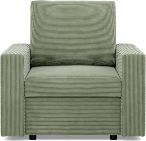 Zeus fotel, egyenes kartámasz, kordbársony, hab töltet, zöld