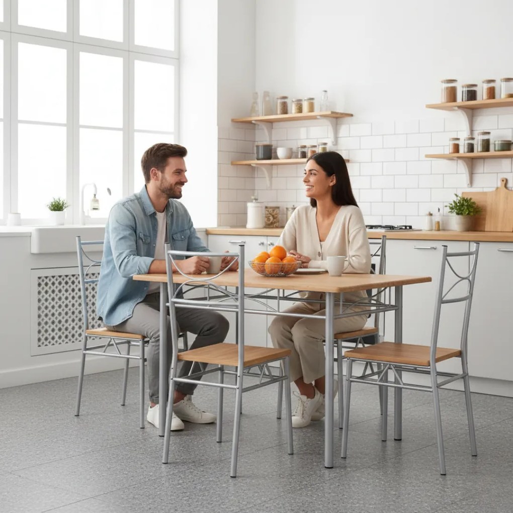 PAUL étkezőgarnitúra, 5 részes, természetes barna Casaria