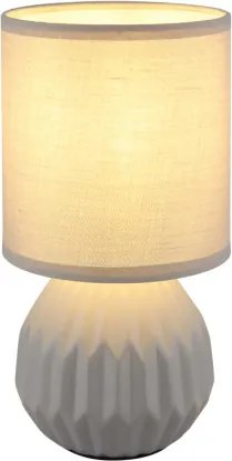 Globo 21730G Asztali lámpa, kerámia szürke, textil szürke, kábel PVC fehér, billenőkapcsoló a kábelen, ø: 120mm, M: 230mm, kábel hossza 1300mm, 1x E14 40W 230V izzó nélkül