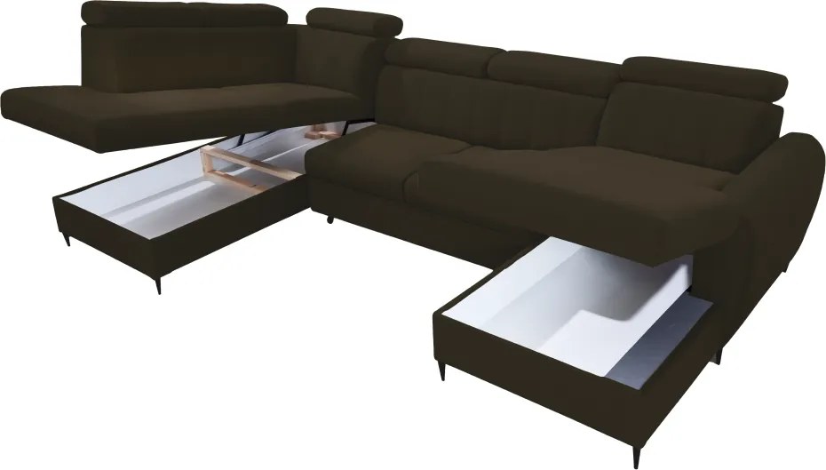 Kinyitható ülőgarnitúra, barna, jobbos, KORIO U