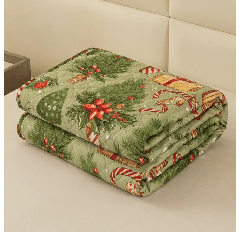 Ágytakaró CHRISTMAS PRESENTS zöld Méret: 170 x 210 cm