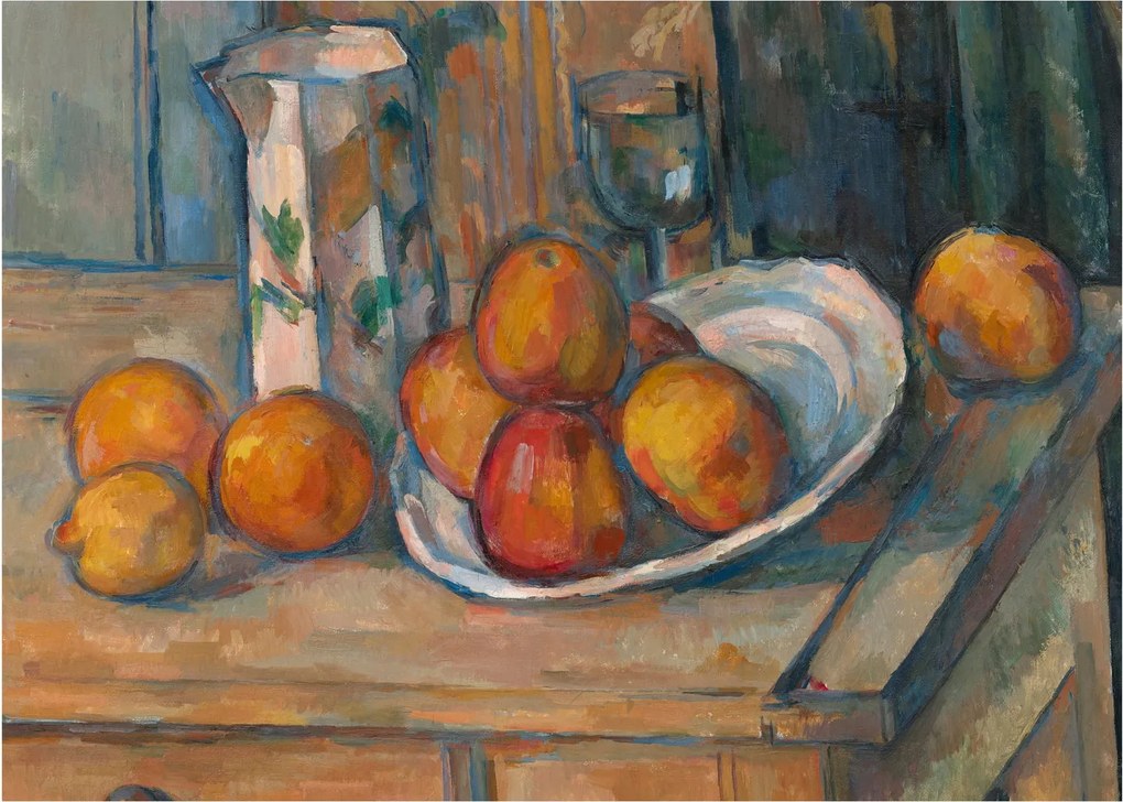 Kép - Paul Cézanne, Still Life with Milk Jug and Fruit, reprodukciók (70x50 cm)