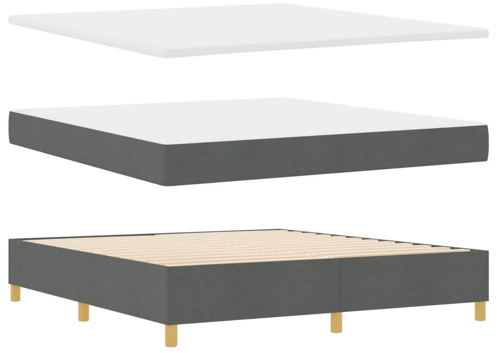Boxspring Ágy Matraccal Sötétszürke, 180x200 cm Szövet