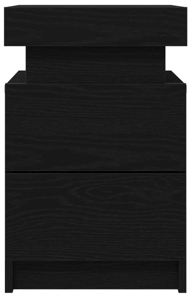 Éjjeli Asztal LED Fénnyel 2 db Fekete Fenyő 35x39x55 cm