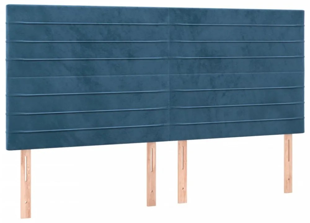 sötétkék bársony ágykeret matrac nélkül 200x200 cm