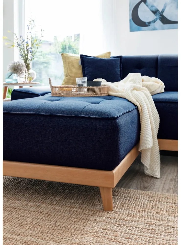 Dazzling Daisy sötétkék kinyitható U alakú kanapé, jobb oldalas - Miuform