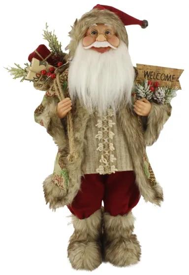Krémszínű-bordó Santa Claus dekoráció 46cm