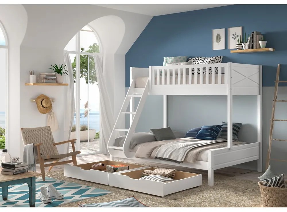 Fehér emeletes gyerekágy 140x200-90x200 cm Scott - Vipack